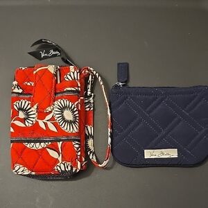 Vera Bradley Red Floral and Navy Quilted Wristlet Duo